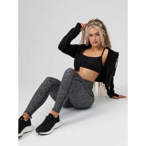 Buffbunny Black & White Polka Dot High-Waisted Leggings Workout Gym Women XL - Picture 3 of 14